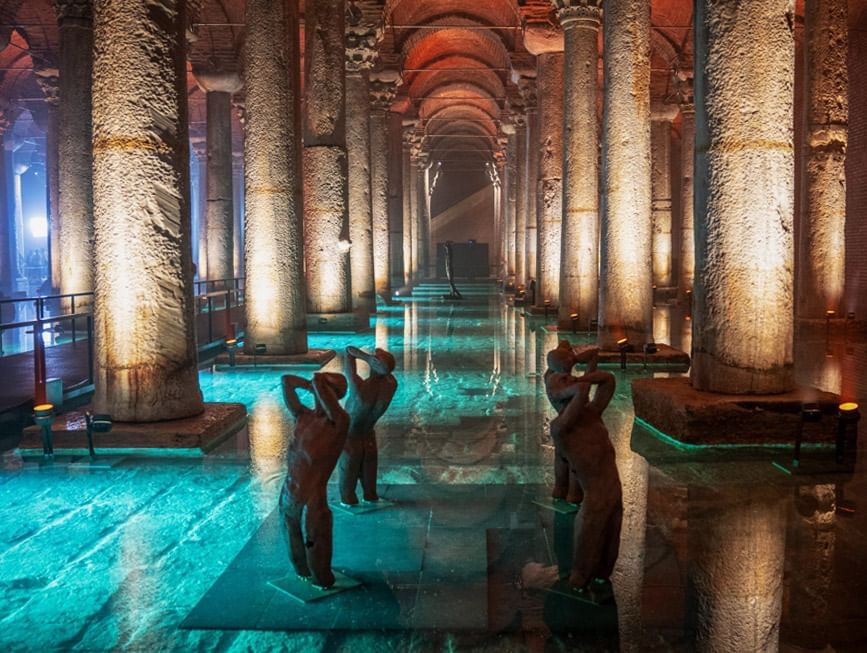 Interior view of Basilica Cistern near CVK Hotels